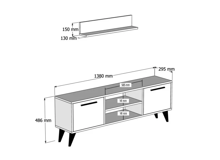 Έπιπλο Τηλεόρασης 1116 amalfi SENFONI,138x29.5xΥ48.6εκ., All4home