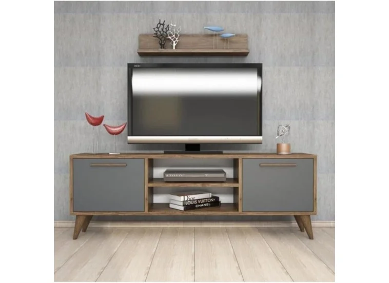 Έπιπλο Τηλεόρασης 1118 Amalfi SENFONI Καρυδί-Ανθαρκί ,138x29.5xΥ48.6εκ., All4home