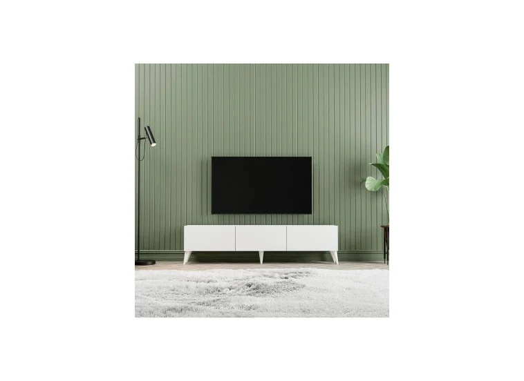 Έπιπλο Τηλεόρασης με πόρτες, 1240 Eva λευκό Μ150xΠ31,8xΥ44,6 εκ., All4home