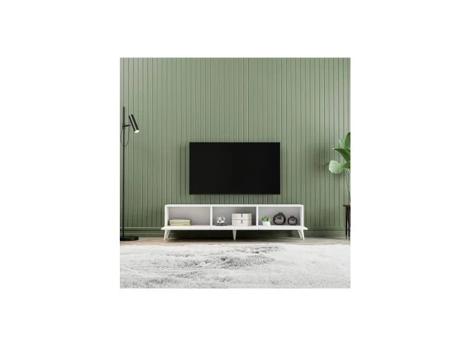 Έπιπλο Τηλεόρασης με πόρτες, 1240 Eva λευκό Μ150xΠ31,8xΥ44,6 εκ., All4home