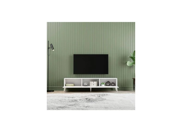 Έπιπλο Τηλεόρασης με πόρτες, 1240 Eva λευκό Μ150xΠ31,8xΥ44,6 εκ., All4home