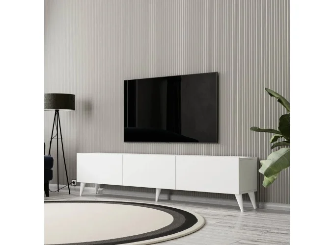 Έπιπλο Τηλεόρασης με πόρτες, 1250 Elisa λευκό Μ180xΠ31,8xΥ44,6 εκ., All4home