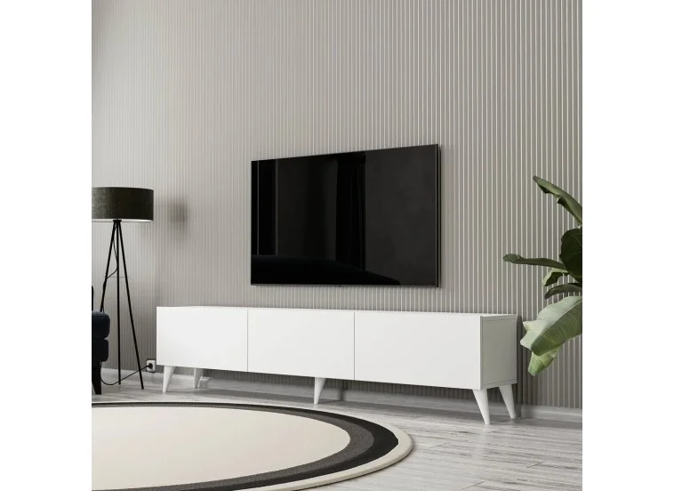 Έπιπλο Τηλεόρασης με πόρτες, 1250 Elisa λευκό Μ180xΠ31,8xΥ44,6 εκ., All4home