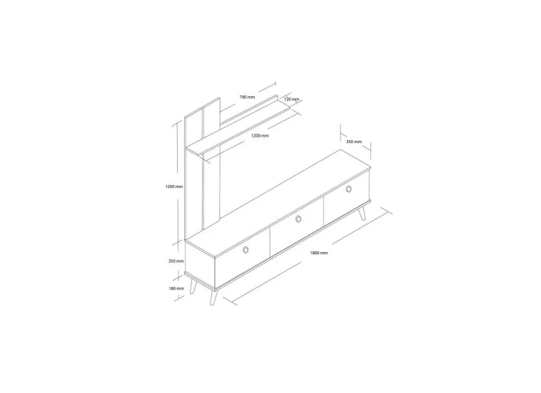 Έπιπλο Τηλεόρασης με ράφι ,Terra 1382 Μ180xΠ35xΥ53 εκ., All4home