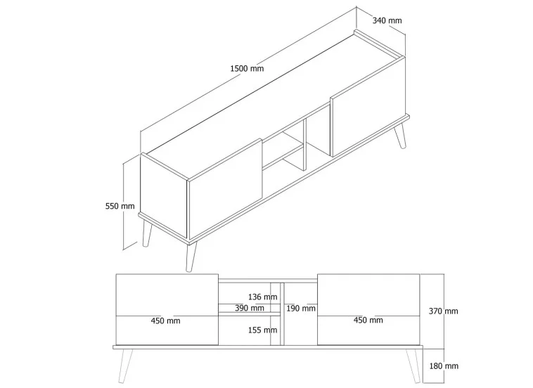 Έπιπλο Τηλεόρασης ,Carmen 1532 Μ150xΠ34xΥ55 εκ., All4home