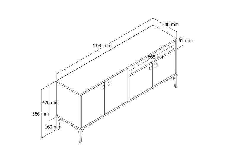 Έπιπλο Τηλεόρασης με ράφι,Artemis 1546 Μ138xΠ29,5xΥ48,6 εκ., All4home