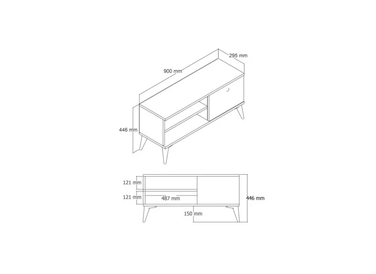 Έπιπλο Τηλεόρασης με ράφι,Retro 1550 Μ90xΠ29,5xΥ44,6 εκ., All4home