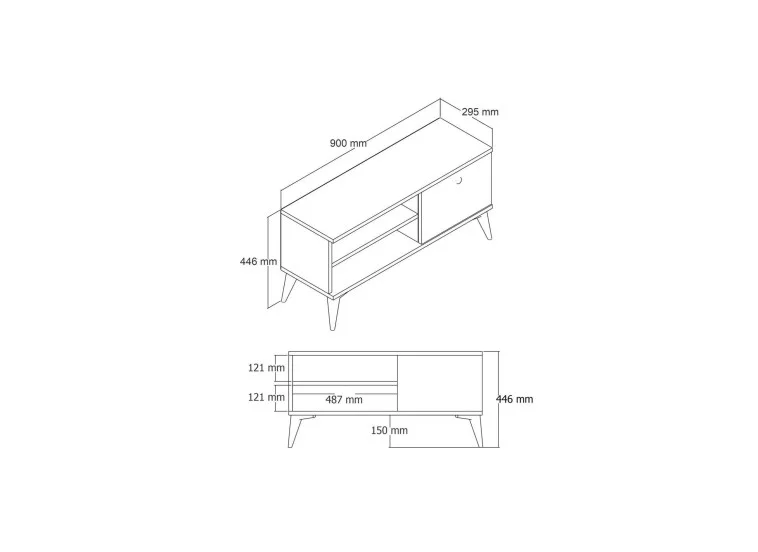 Έπιπλο Τηλεόρασης με ράφι,Retro 1554 Μ90xΠ29,5xΥ44,6 εκ., All4home