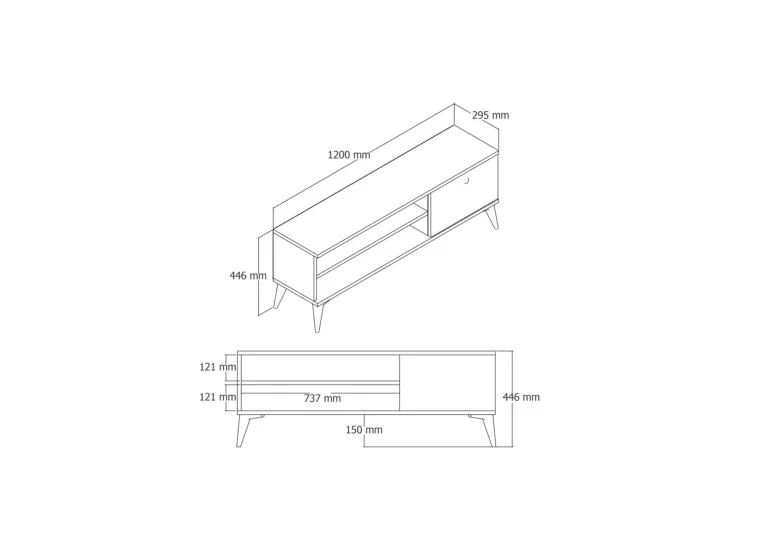 Έπιπλο Τηλεόρασης με ράφι,Retro 1560 Μ120xΠ29,5xΥ44,6 εκ., All4home