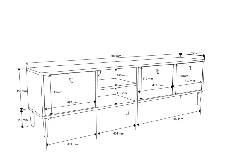 Έπιπλο Τηλεόρασης ,Vision 1360 Hat-Kaplan Μ180xΠ35xΥ50,5 εκ., All4homee