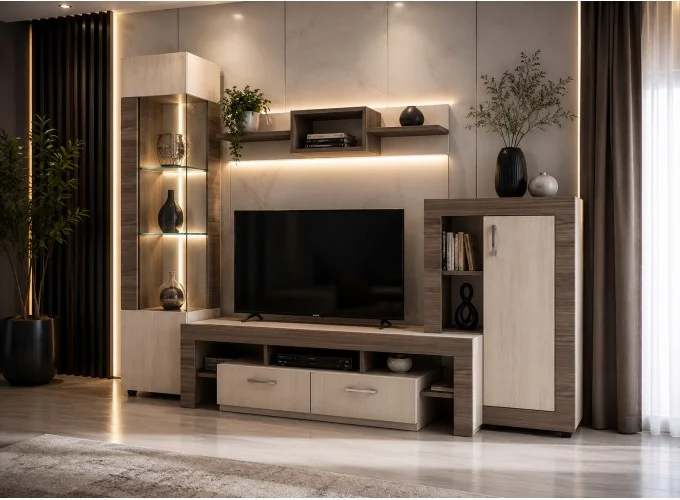 Σύνθετο Σαλονιού με Led φωτισμό 230/176/48 εκ. Samba, Genomax