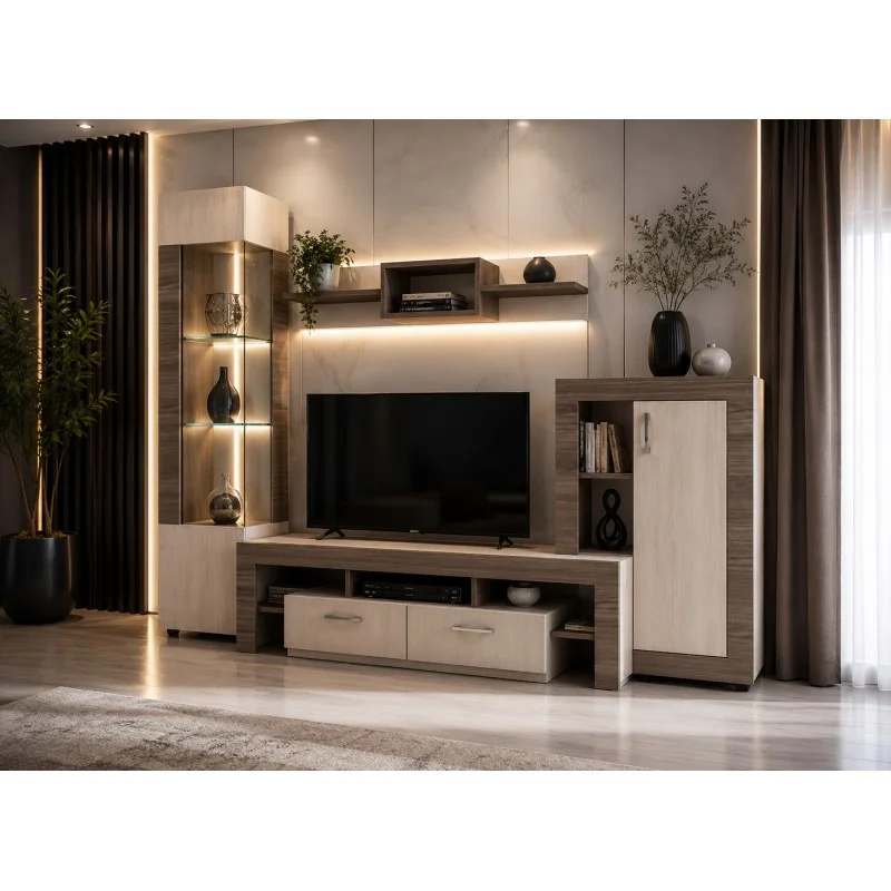 Σύνθετο Σαλονιού με Led φωτισμό 230/176/48 εκ. Samba, Genomax