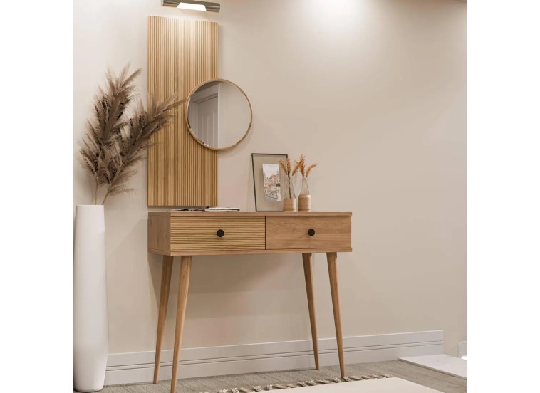 Τουαλέτα με καθρέφτη και ξύλινα πόδια, 6034 ODESA, 90χ35χ82εκ., All4home