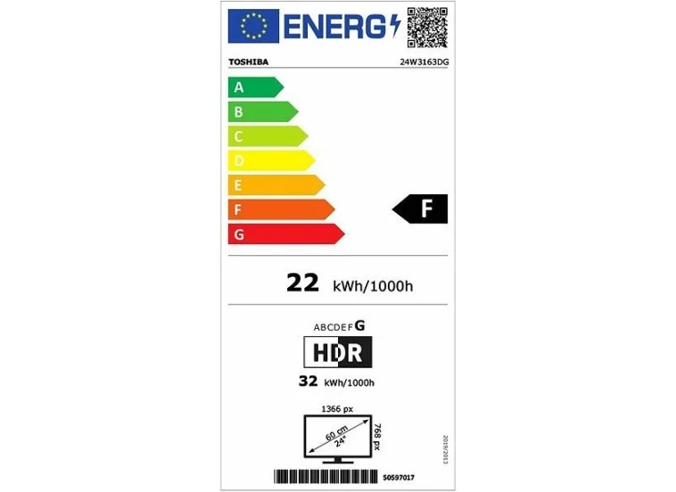 Τηλεόραση 24" 24W2163DG LED HD, HDR Ready Smart, Toshiba Τηλεόραση 24" 24W2163DG LED HD, HDR Ready Smart, Toshiba