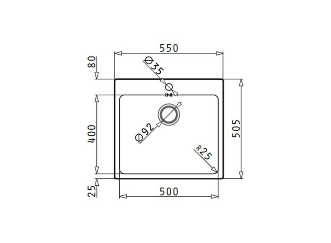 ΝΕΡΟΧΥΤΗΣ INSET LEDGE 55X50,5X20 1Β(50Χ40) R25 1ΤΗ O92 GOF N/S