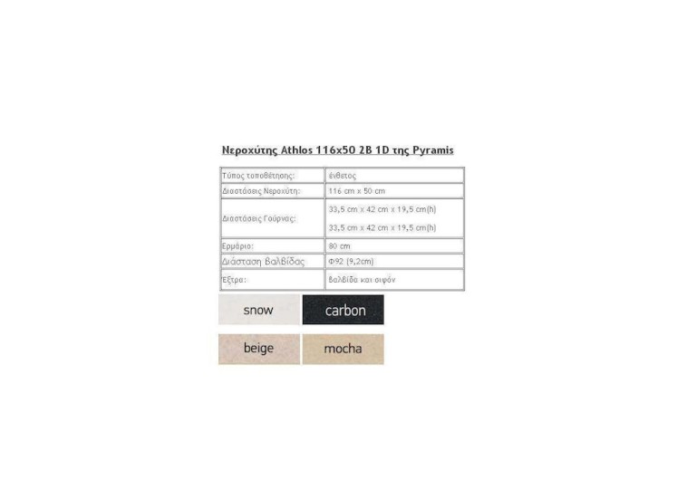 ΝΕΡΟΧΥΤΗΣ PYRAGRANITE ATHLOS 116X50 2B 1D GRAPHITE CARBON ΝΕΡΟΧΥΤΗΣ PYRAGRANITE ATHLOS 116X50 2B 1D GRAPHITE CARBON