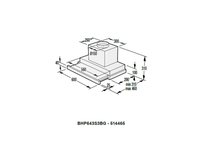 ΑΠΟΡΡΟΦΗΤΗΡΑΣ ΣΥΡΟΜΕΝΟΣ ΜΑΥΡΟ ΓΥΑΛΙ - BHP643S3BG - 514465