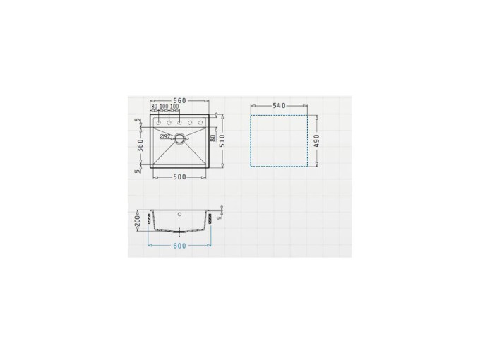 ΝΕΡΟΧΥΤΗΣ PYRAGRANITE ITHAKA 56x51 1B  IRON GREY