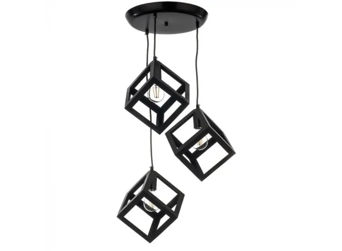 Κρεμαστό φωτιστικό οροφής τριπλό σε μαύρο χρώμα Τετράγωνο ρόμβος E27 C30 CUBIO 2