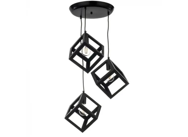 Κρεμαστό φωτιστικό οροφής τριπλό σε μαύρο χρώμα Τετράγωνο ρόμβος E27 C30 CUBIO 2