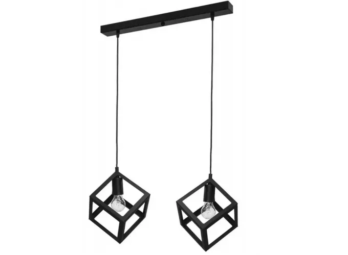 Κρεμαστό φωτιστικό οροφής διπλό τετράγωνο - ρόμβος σε μαύρο χρώμα E27 R50 CUBIO 4