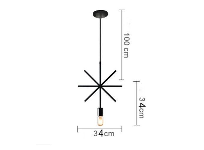 Κρεμαστό φωτιστικό οροφής μονό E27 σχήμα χιονονιφάδα μαύρο C10 SNOWFLAKE 1