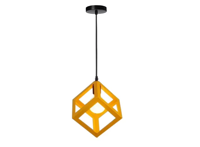Κρεμαστό φωτιστικό οροφής κίτρινο μονό τετράγωνο ρόμβος Ε27 C10 CUBIO 26