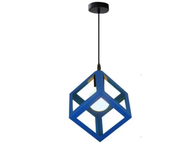 Κρεμαστό φωτιστικό οροφής μπλε μονό τετράγωνο ρόμβος Ε27 C10 CUBIO 20