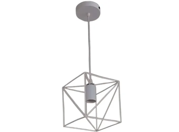 Κρεμαστό φωτιστικό οροφής λευκό μονό τετράγωνο - πολύγωνο Ε27 C10 POLYGON 2