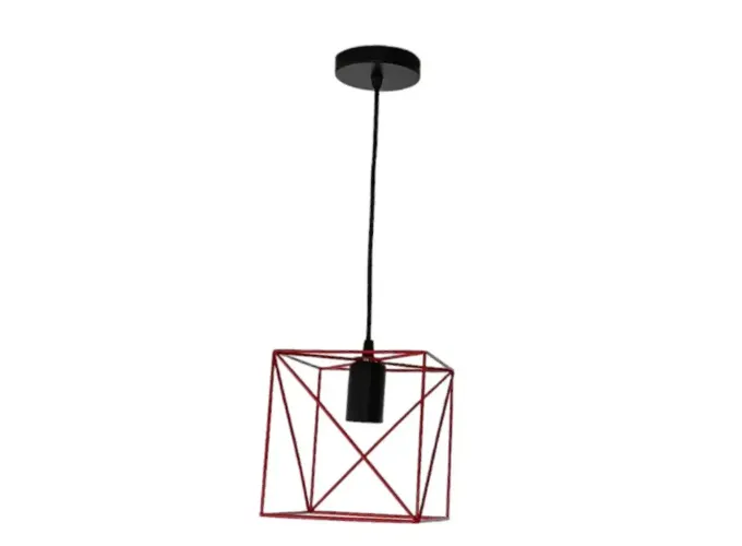 Κρεμαστό φωτιστικό οροφής κόκκινο μονό τετράγωνο - πολύγωνο Ε27 C10 POLYGON 4