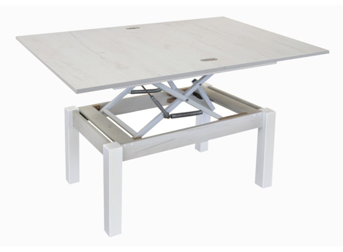 Τραπέζι κουζίνας ξύλινο Sezam Λευκό, 60-120/90/52 εκ., 1219921793, Genomax