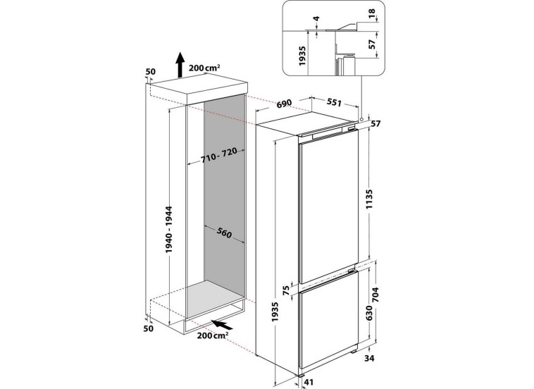 Εντοιχιζόμενος Ψυγειοκαταψύκτης Whirlpool WH SP70 T242 P Εντοιχιζόμενος Ψυγειοκαταψύκτης Whirlpool WH SP70 T242 P