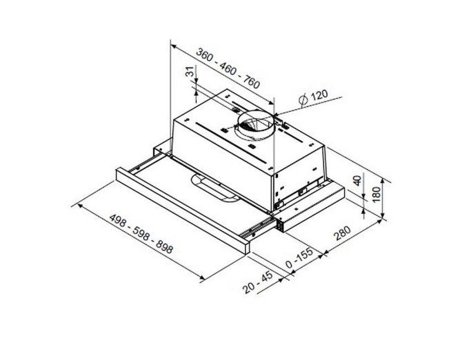 Εντοιχιζόμενος Απορροφητήρας Turboair TT14 LX/GRX/F/60*