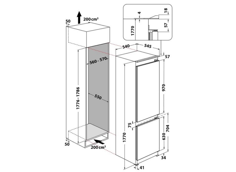 Εντοιχιζόμενος Ψυγειοκαταψύκτης Whirlpool WHC18 T132 Εντοιχιζόμενος Ψυγειοκαταψύκτης Whirlpool WHC18 T132