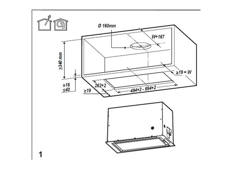 Εντοιχιζόμενος Απορροφητήρας Whirlpool WCT3 63F LTX Εντοιχιζόμενος Απορροφητήρας Whirlpool WCT3 63F LTX