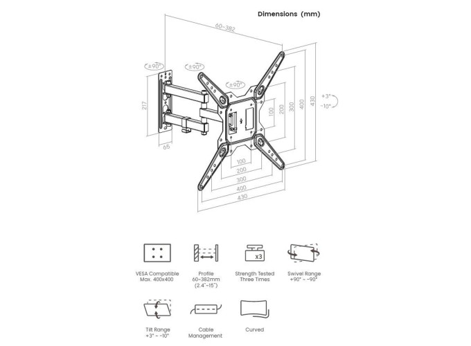 Βάσεις Στήριξης Τηλεόρασης Τοίχου Crown WM30K2355TL
