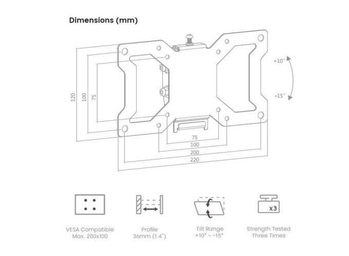 Βάσεις Στήριξης Τηλεόρασης Τοίχου Crown WM20K1323ST