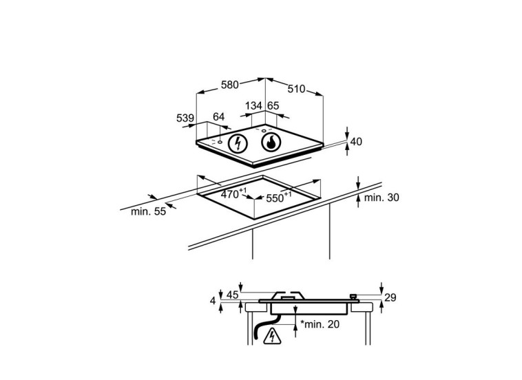 Εντοιχιζόμενο Combined Hob Electrolux EGE6172NOK Εντοιχιζόμενο Combined Hob Electrolux EGE6172NOK