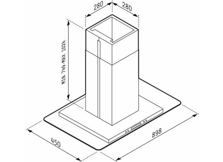 Απορροφητήρας Pyramis Fiero Καμινάδα 60cm Μαύρος 065023101