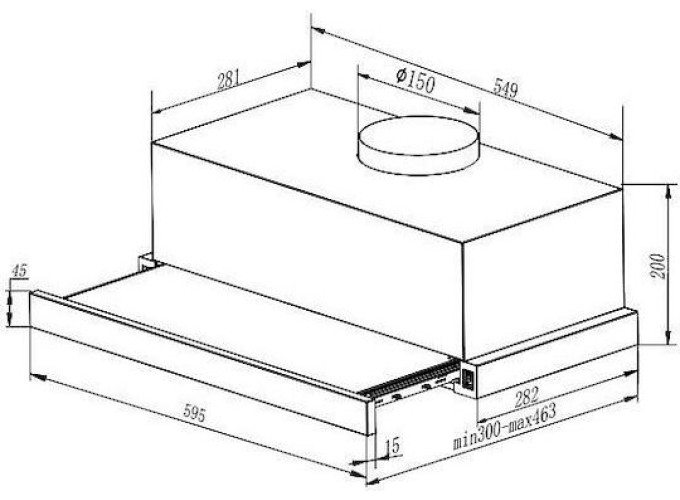 Συρόμενος Απορροφητήρας 60cm Inox CT6040IX, Crown