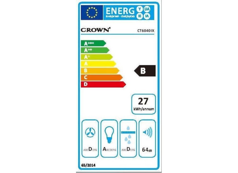 Συρόμενος Απορροφητήρας 60cm Inox CT6040IX, Crown