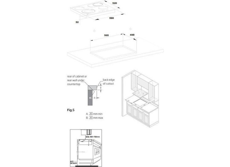 Εντοιχιζόμενη αυτόνομη κεραμική εστία, με Λειτουργία Κλειδώματος 59x52εκ., PVT624DO.C, Crown