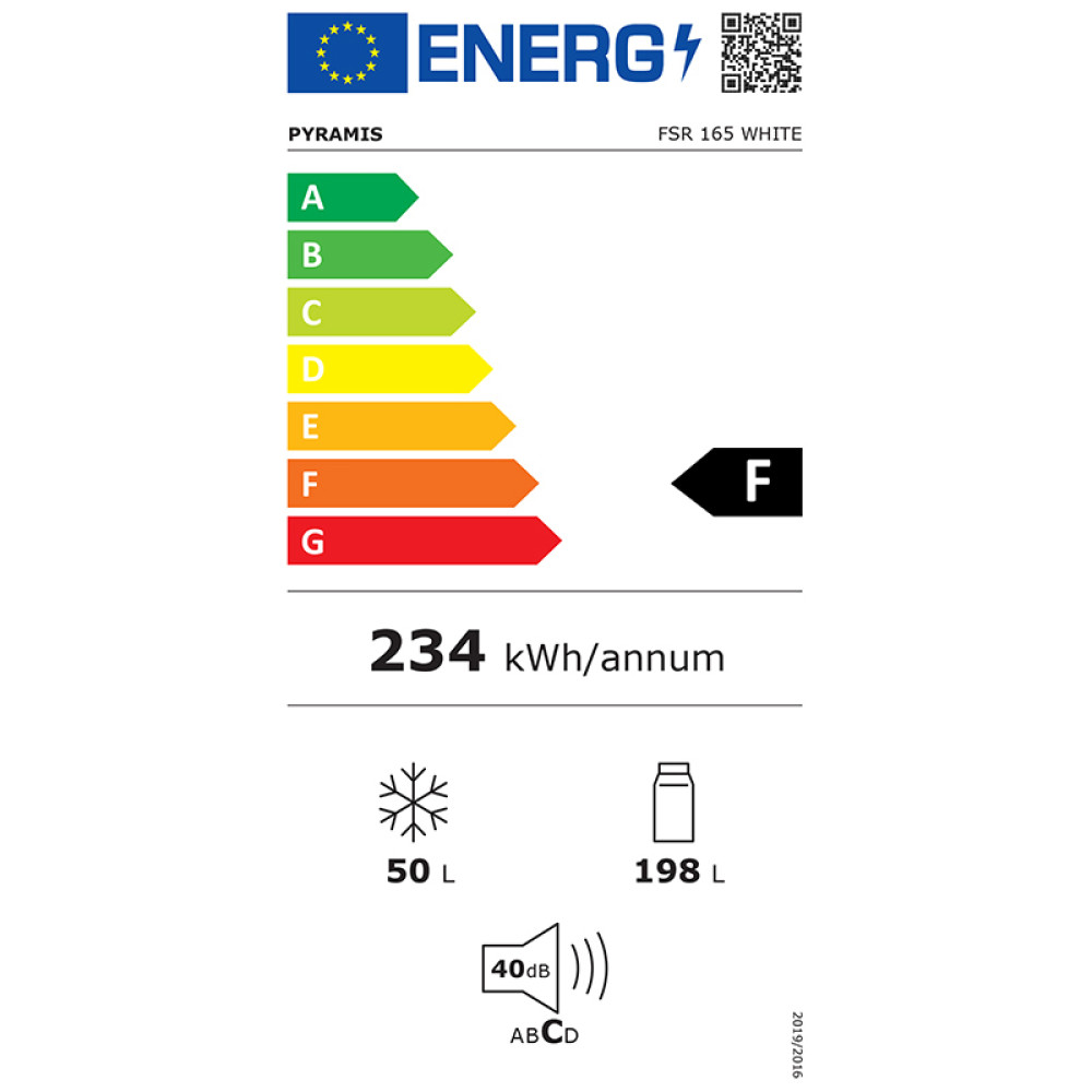 Pyramis FSR 165 031007401 Ψυγείο Δίπορτο Υ165xΠ58xΒ55εκ. Λευκό