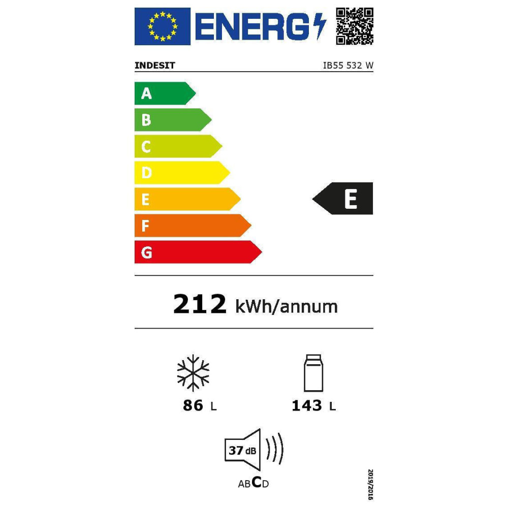  Ψυγειοκαταψύκτης, IB55 532 W, 229lt, Υ152.5xΠ54xΒ57.5εκ., Λευκό, E, Indesit 