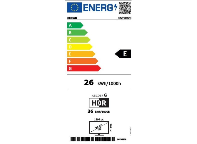 Smart Τηλεόραση LED 32'', 32VF90TVO, HD Ready, Crown Smart Τηλεόραση LED 32'', 32VF90TVO, HD Ready, Crown