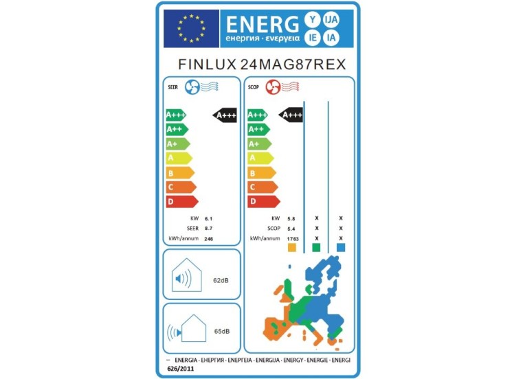 Κλιματιστικό Inverter, 24000 BTU, A+++ , 24MAG87REX, Finlux