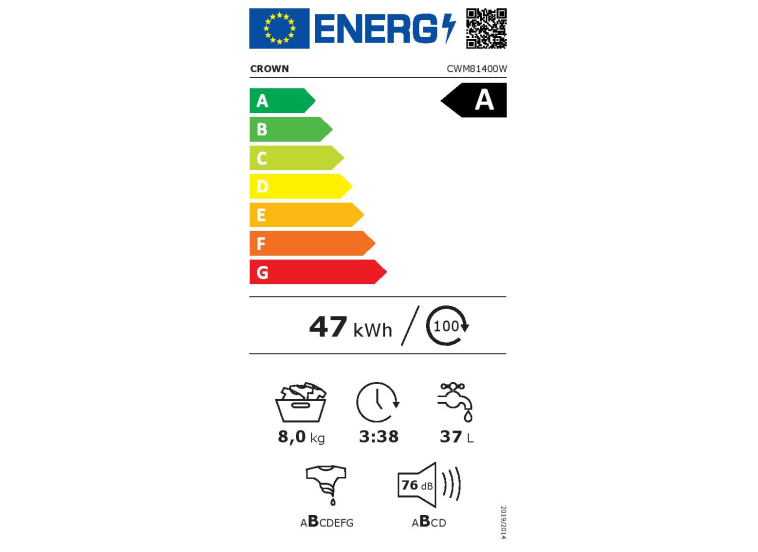 Πλυντήριο ρούχων 1400 στροφών 8kg, CWM81400W, Crown Πλυντήριο ρούχων 1400 στροφών 8kg, CWM81400W, Crown