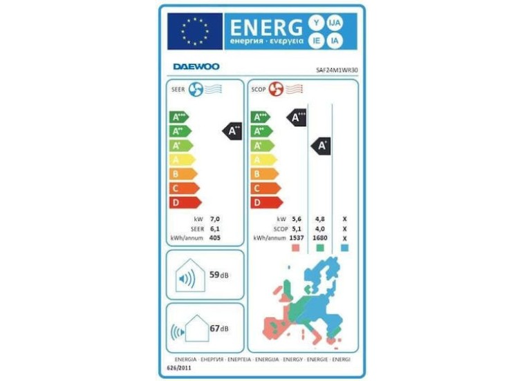Κλιματιστικό Inverter,24000 BTU A++/A+, SAF24M1WR30, Daewoo