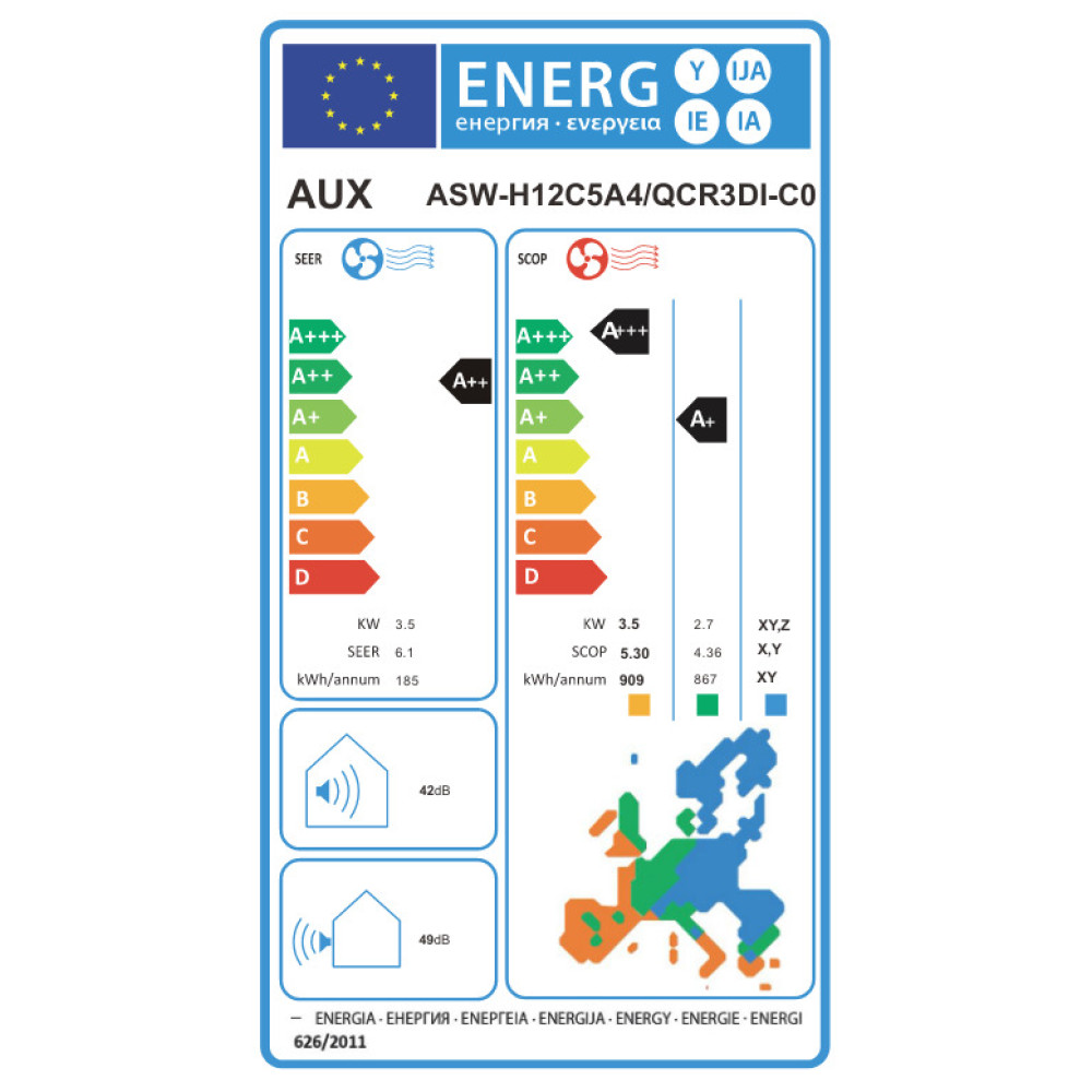 Κλιματιστικό Inverter,12000 BTU A++/A+ με Ιονιστή και WiFi Grey, ASW-H12C5A4/QCR3DI-C0 ,  AUX