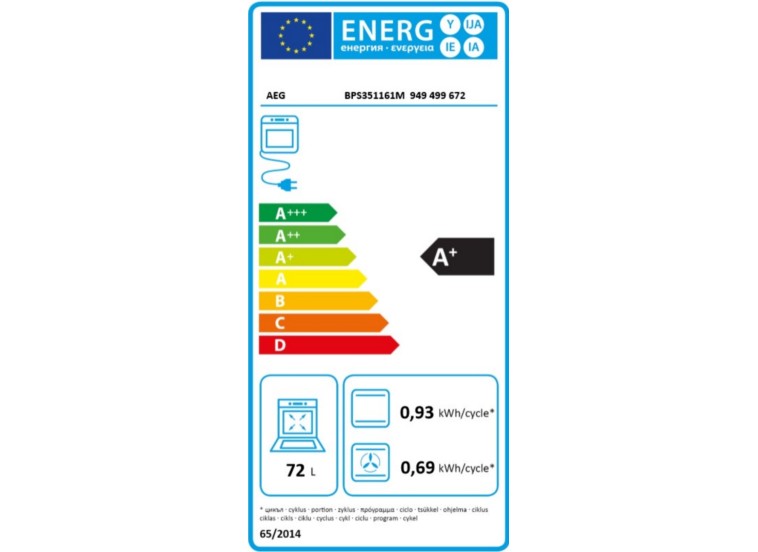 Εντοιχιζόμενος Φούρνος, 72 λίτρα , BPS351161M, A+, Pyrolysis ,AEG Εντοιχιζόμενος Φούρνος, 72 λίτρα , BPS351161M, A+, Pyrolysis ,AEG